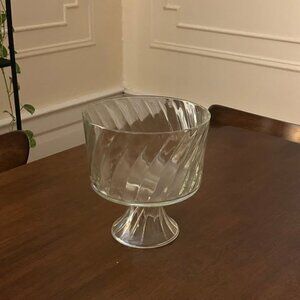 Vintage Ribbed Glass Trifle Bowl